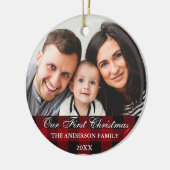 Red Buffalo's familie onze eerste kerstkerst Keramisch Ornament (Links)