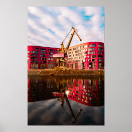 Red Building Reflections – Duisburg Harbourside Poster