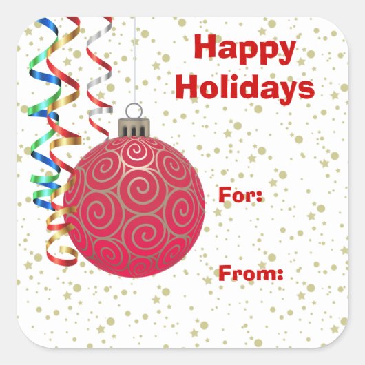 Red Bulb Christmas Gift Label (Voorkant)