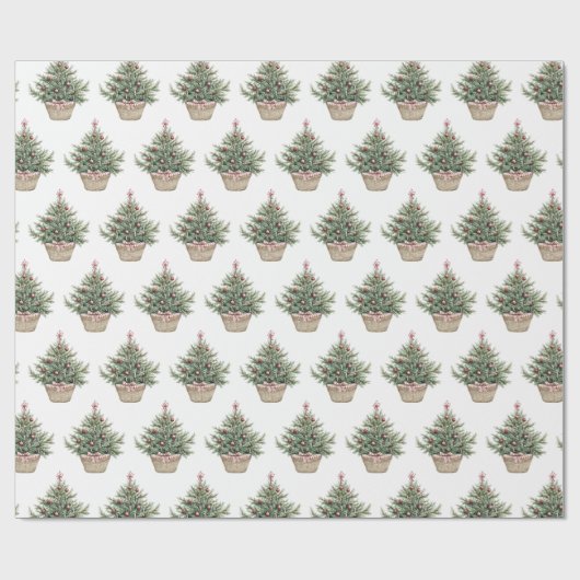 Red Bulbs Christmas Trees Cadeaupapier (Vlak)