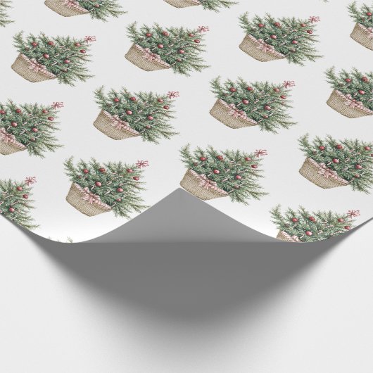 Red Bulbs Christmas Trees Cadeaupapier (Hoek)