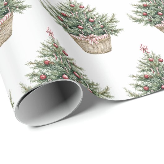 Red Bulbs Christmas Trees Cadeaupapier (Rol Hoek)
