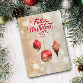 Red Bulbs Feliz Navidad-fotosjabloon voor kerstmis