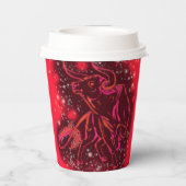 Red Bull die in Sterrennacht document koppen lopen Papieren Bekers (Achterkant)