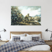 Red Bull in Winter Line door Donna Neary Print (Insitu (Slaapkamer))