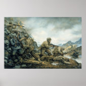 Red Bull in Winter Line door Donna Neary Print (Voorkant)