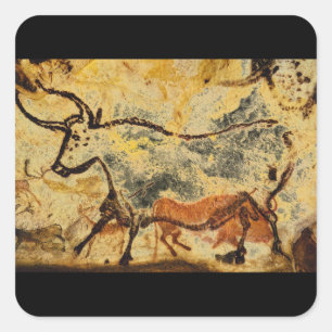 Red Bull', Lascaux, Dordogne_Art of Antiquity Vierkante Sticker