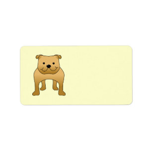 Red Bulldog. Dog Cartoon. Etiket