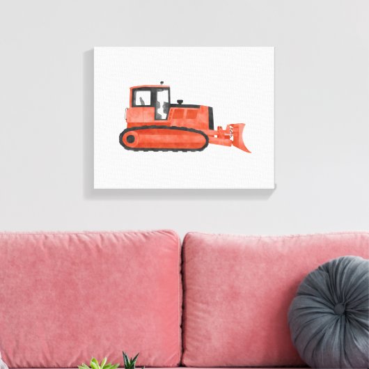 Red Bulldozer Construction Vehicle Canvas Print (Insitu (Woonkamer))