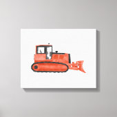 Red Bulldozer Construction Vehicle Canvas Print (Voorkant)