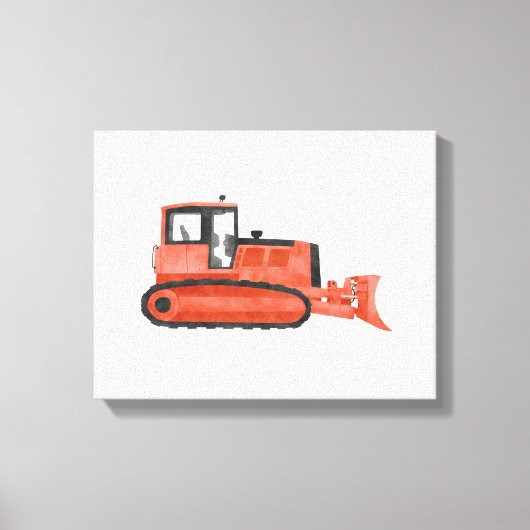 Red Bulldozer Construction Vehicle Canvas Print (Voorkant)