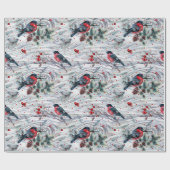 Red Bullfinch en kerstfeestpatroon Cadeaupapier (Vlak)