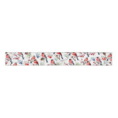 Red Bullfinch Kerstvogels Bessen & dennenappels Grosgrain Lint (Voorkant)