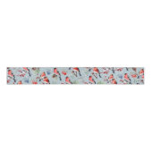 Red Bullfinch Kerstvogels Bessen & dennenappels Grosgrain Lint (Voorkant)