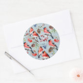 Red Bullfinch Kerstvogels Bessen & dennenappels Ronde Sticker (Envelop)
