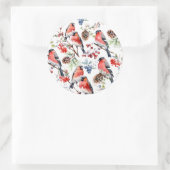 Red Bullfinch Kerstvogels Bessen & dennenappels Ronde Sticker (Tas)