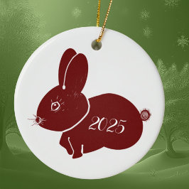Red Bunnies 2023 Keramisch Ornament