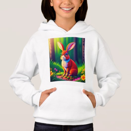 Red Bunny Zittend op gras (Voorkant)