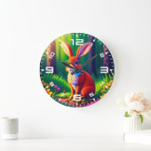 Red Bunny Zittend op gras Grote Klok (Huis)