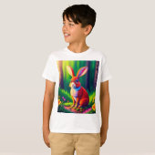 Red Bunny Zittend op gras T-shirt (Voorkant volledig)