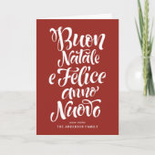 Red Buon Natale e Felice Anno Nuovo Script Feestdagen Kaart (Voorkant)