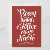 Red Buon Natale e Felice Anno Nuovo Script Feestdagenkaart (Voorkant)