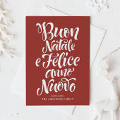 Red Buon Natale e Felice Anno Nuovo Script Feestdagenkaart