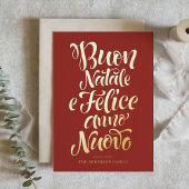 Red Buon Natale e Felice Anno Nuovo Script Folie Feestdagenkaart