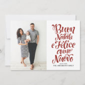 Red Buon Natale e Felice Anno Nuovo Script Foto Feestdagenkaart (Voorkant)