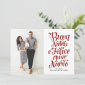 Red Buon Natale e Felice Anno Nuovo Script Foto Feestdagenkaart (Staand voorkant)