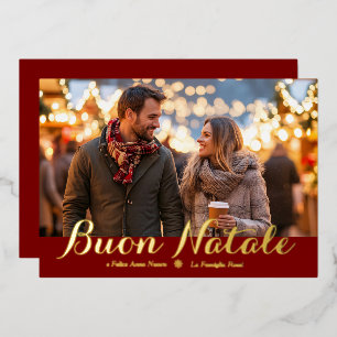 Red Buon Natale e Felice Anno Nuovo Script Foto Folie Feestdagenkaart
