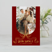 Red Buon Natale Eenvoudige Moderne Coquette Bow Fo Folie Feestdagenkaart (Staand Voorkant)