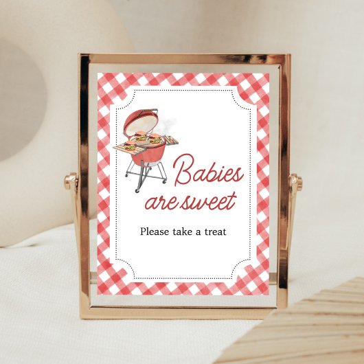 Red Burger BBQ Baby shower Baby's zijn zoet Poster