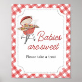 Red Burger BBQ Baby shower Baby's zijn zoet Poster (Voorkant)
