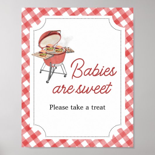 Red Burger BBQ Baby shower Baby's zijn zoet Poster (Voorkant)