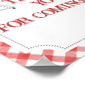 Red Burger BBQ Baby shower Bedankt voor het komen Poster (Hoek)