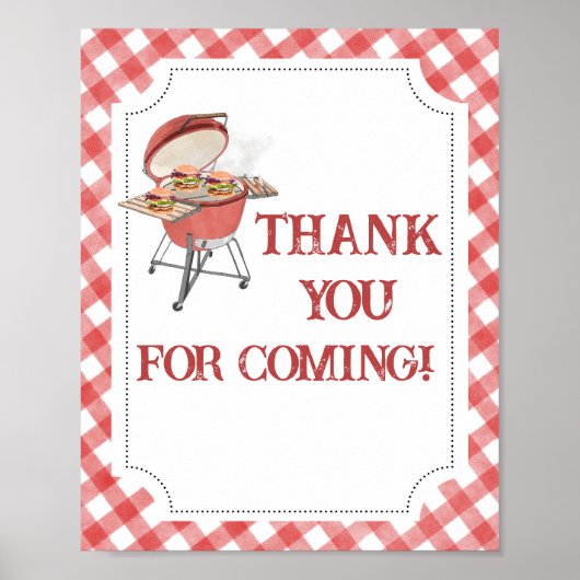 Red Burger BBQ Baby shower Bedankt voor het komen Poster (Voorkant)