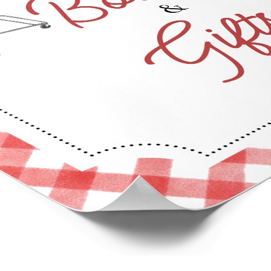 Red Burger BBQ Baby shower boeken en geschenken Poster (Hoek)