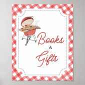 Red Burger BBQ Baby shower boeken en geschenken Poster (Voorkant)