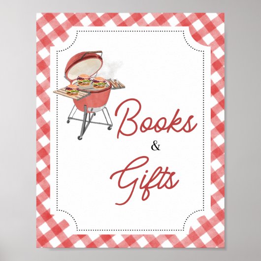 Red Burger BBQ Baby shower boeken en geschenken Poster (Voorkant)