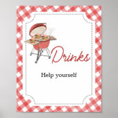 Red Burger BBQ Baby shower Drinken Poster (Voorkant)