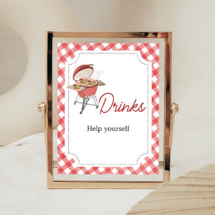 Red Burger BBQ Baby shower Drinken Poster