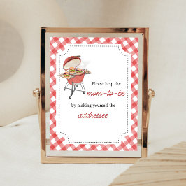 Red Burger BBQ Baby shower Envelope Station Poster