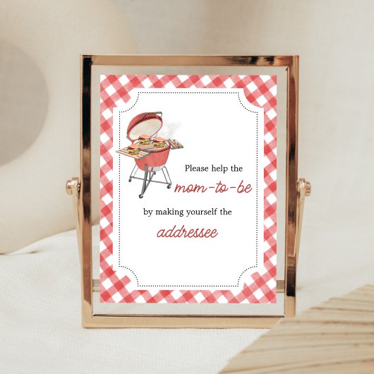 Red Burger BBQ Baby shower Envelope Station Poster