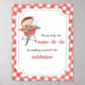 Red Burger BBQ Baby shower Envelope Station Poster (Voorkant)