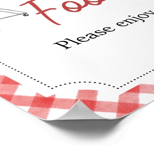 Red Burger BBQ Baby shower Eten Poster (Hoek)