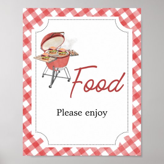 Red Burger BBQ Baby shower Eten Poster (Voorkant)