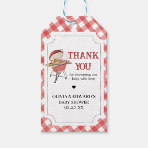 Red Burger BBQ Baby shower Favor Tags Cadeaulabel