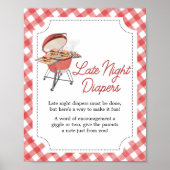 Red Burger BBQ Baby shower Late Night Luiers Poster (Voorkant)
