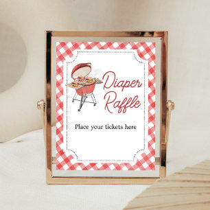 Red Burger BBQ Baby shower Luier Raffle Poster